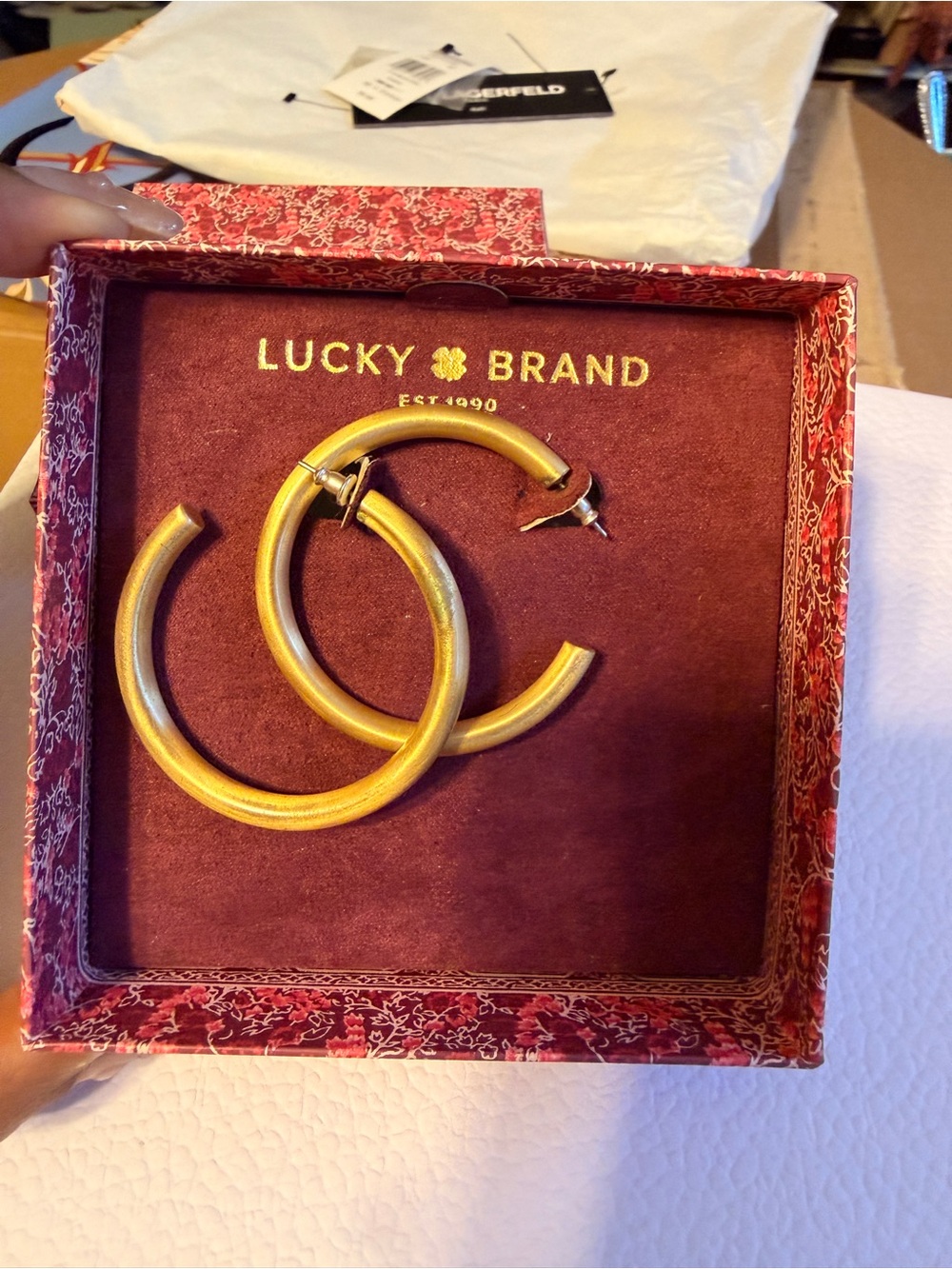 Lucky Brand Matte Gold Hoop Earrings